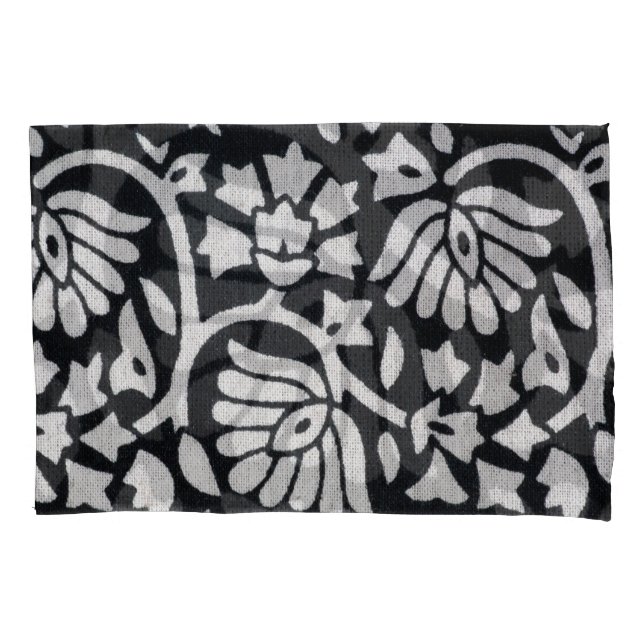 Plants, flowers, abstract black-white tablecloth. pillow case (Front)