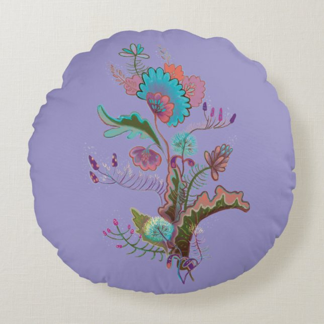  plants illustration Round Pillow (Front)