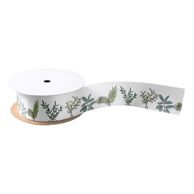 Plants illustration   satin ribbon (Spool)