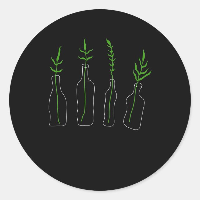 plants in bottles botany plant science botanic gif classic round sticker (Front)