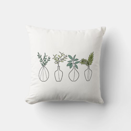 Plants in Vase   Throw Pillow