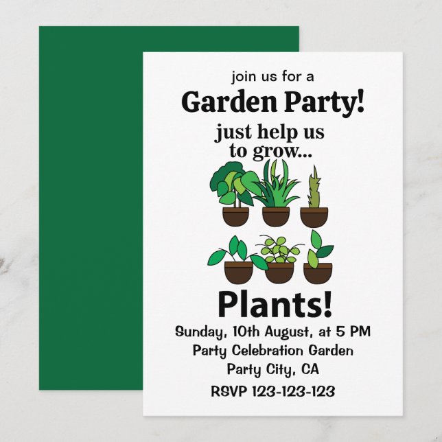 Plants Just Help Us To Grow Plants Invitation (Front/Back)