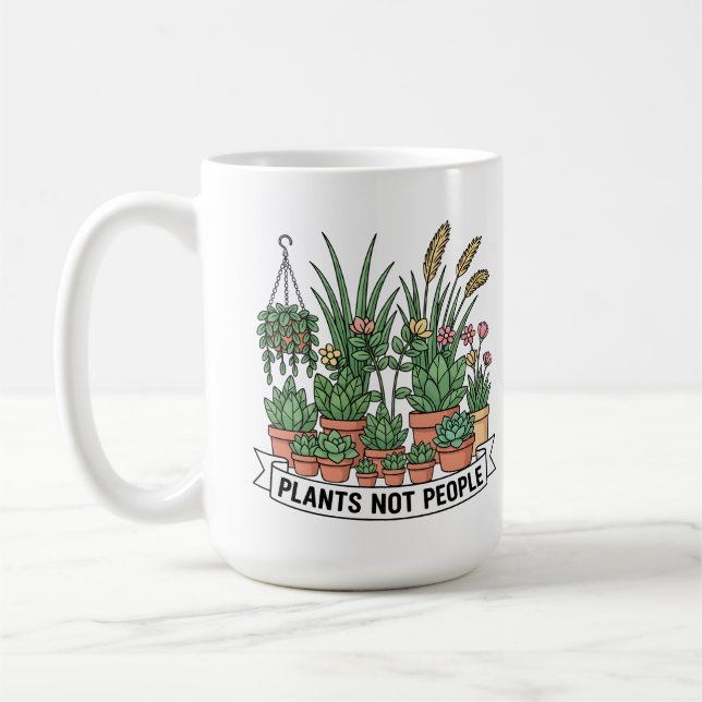 Plants Not People | Funny Introvert Gardener  Coffee Mug (Left)