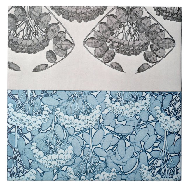 Plants of Art Nouveau Style, Mucha Ceramic Tile (Front)