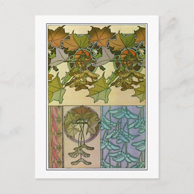 Plants of Art Nouveau Style, Mucha Postcard (Front)