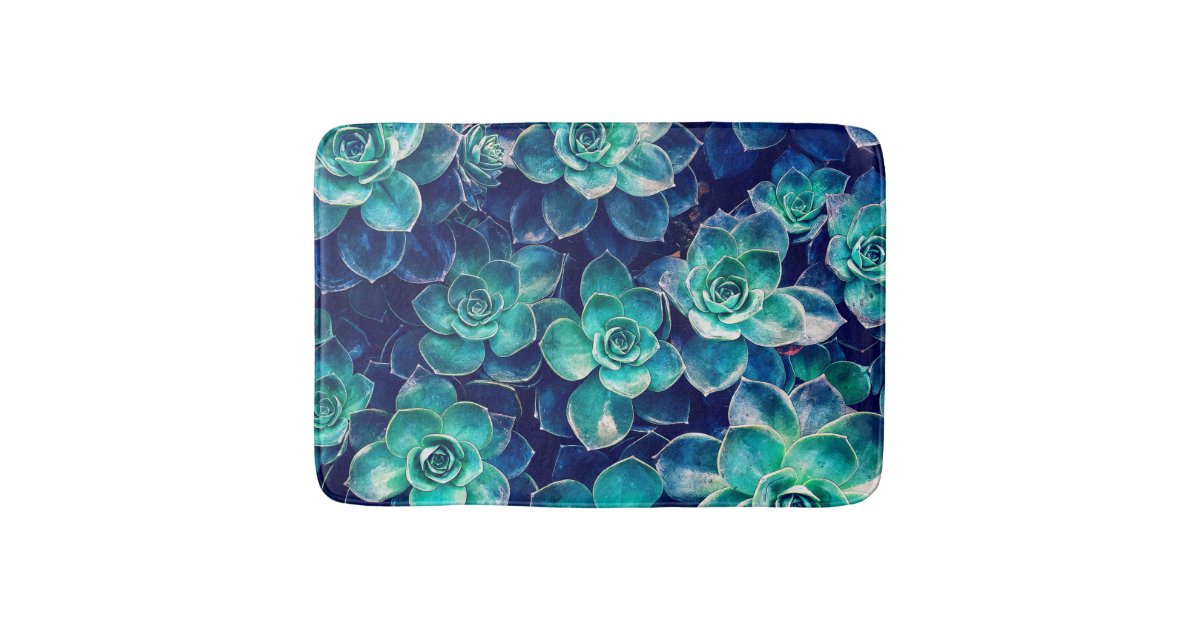 Plants of Blue And Green Bath Mat Zazzle