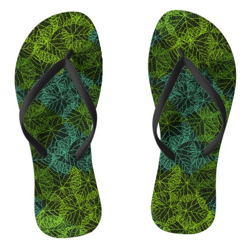 Plants pattern11b Black BG Flip Flops