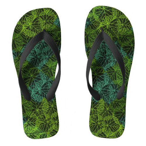 Plants pattern11b Black BG Flip Flops