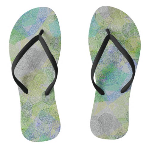 Plants pattern A02b Leaves L GRey BG Flip Flops