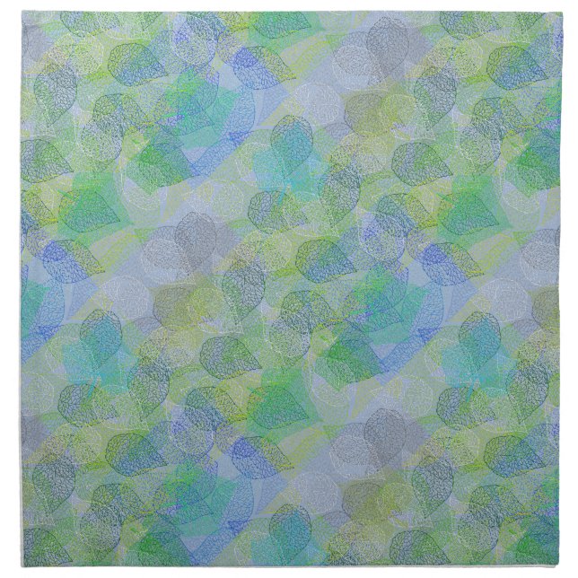 Plants pattern A02.b Leaves LBlue BG Cloth Napkin (Front)
