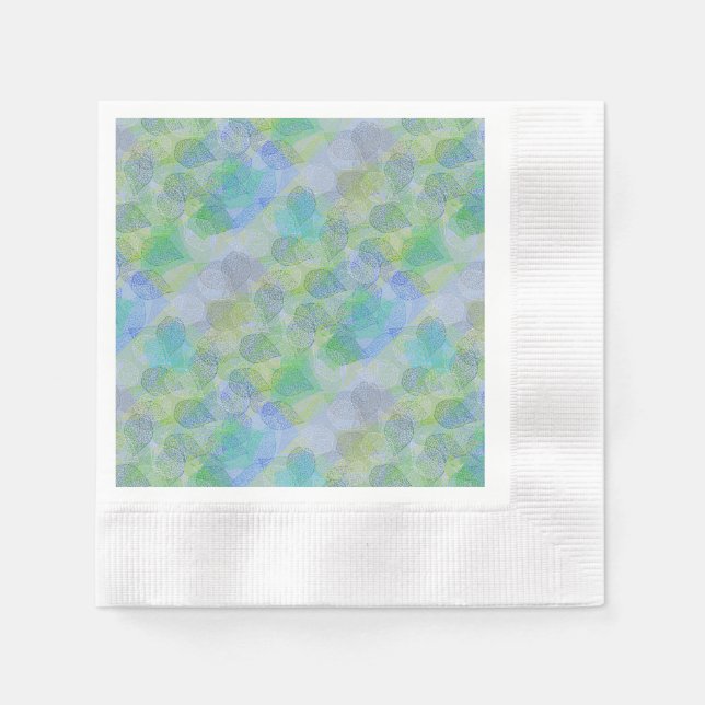 Plants pattern A02.b Leaves LBlue BG Napkins (Front)