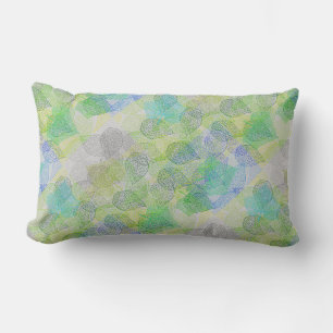 Plants pattern A02.b Leaves LGrey BG Lumbar Pillow