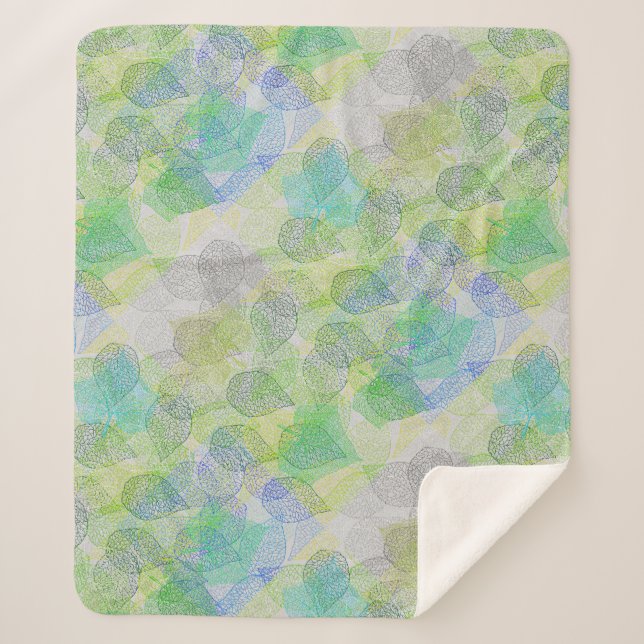 Plants pattern A02.b Leaves LGrey BG Sherpa Blanket (Front)