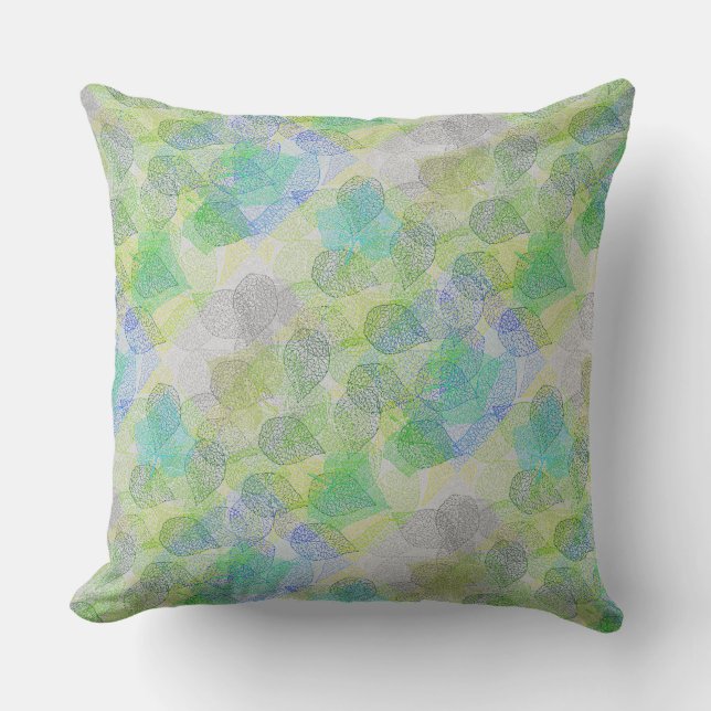 Plants pattern A02.b Leaves LGrey BG Throw Pillow (Front)