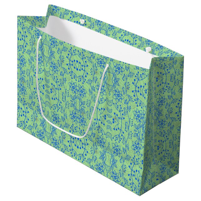 Plants pattern A08.b boho. lgreen BG Large Gift Bag (Front Angled)
