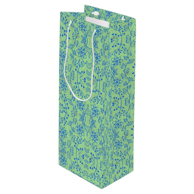 Plants pattern A08.b boho. lgreen BG Wine Gift Bag (Front Angled)