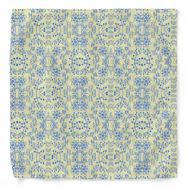 Plants pattern A08.b boho. lyellow BG Bandana (Front)