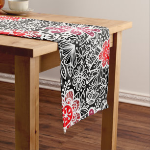 Plants pattern A13A.b Black BG Long Table Runner