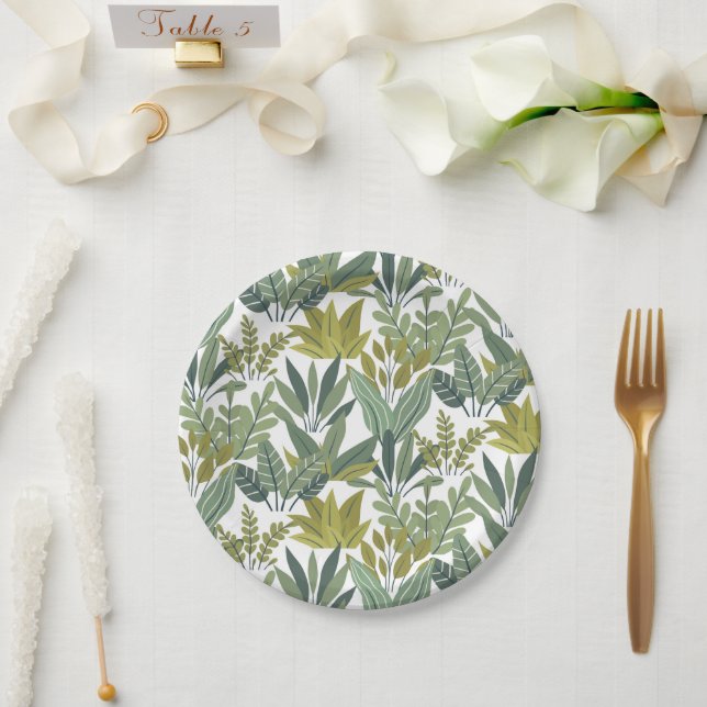 Plants pattern paper plates (Wedding)