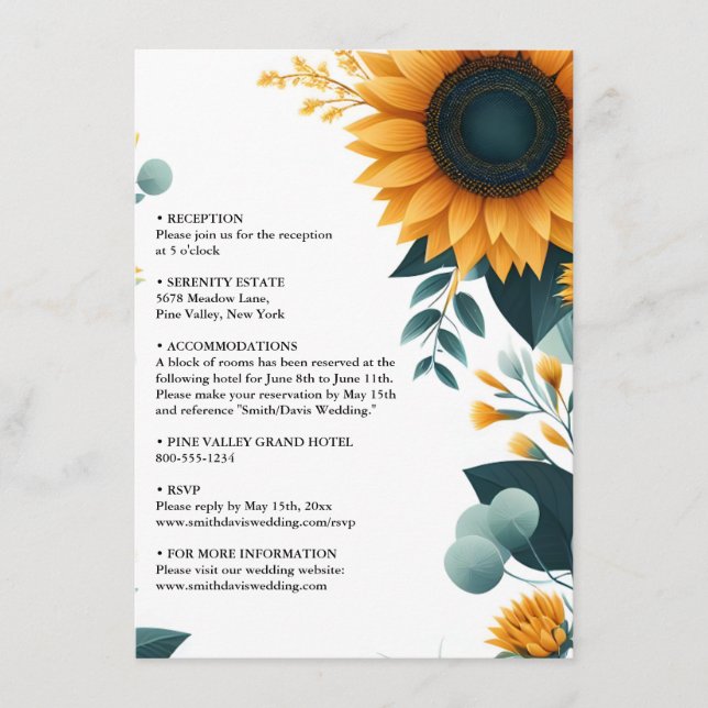 Plants Rustic Garden Greenery Sunflower Wedding Enclosure Card (Front)