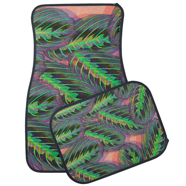 Plants Tropical Calathea Maranta Leaf Pattern Car Floor Mat (Set)