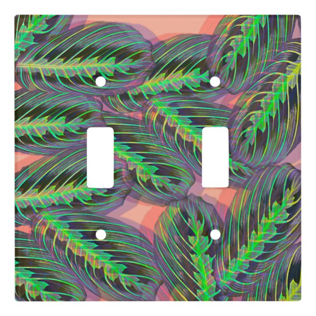 Plants Tropical Calathea Maranta Leaf Pattern Light Switch Cover (Front)