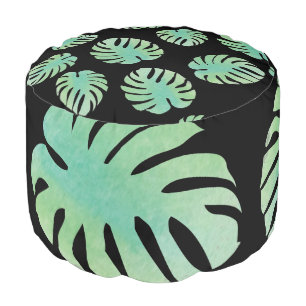 Plants Tropical Monstera Leaf Pattern Pouf