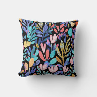 plants with multicolored leaves and flowers throw pillow
