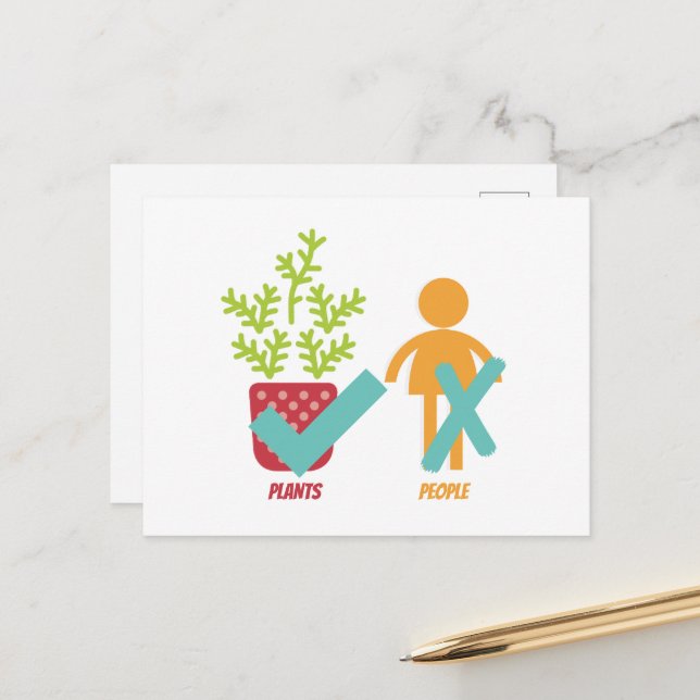 Plants Yes People No Postcard (Front/Back In Situ)