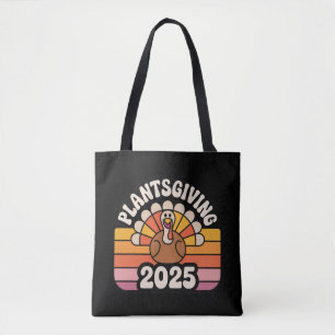 Plantsgiving 2025 Vegan Friendsgiving Retro Badge  Tote Bag
