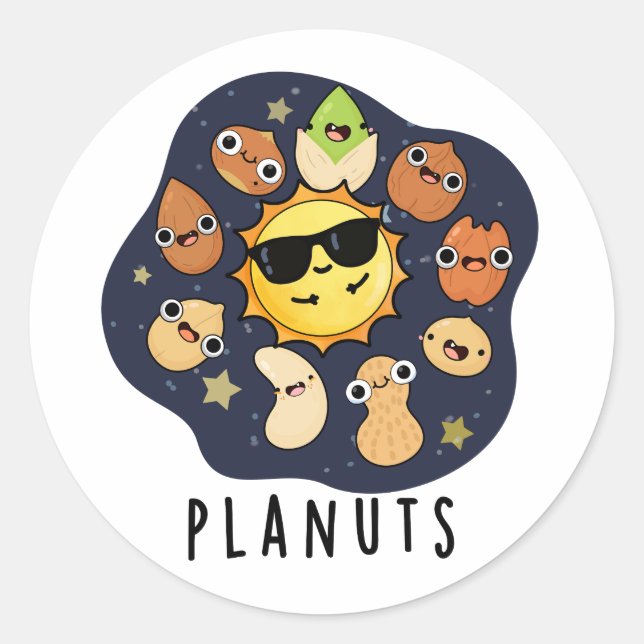 Planuts Funny Astronomy Nuts Pun  Classic Round Sticker (Front)