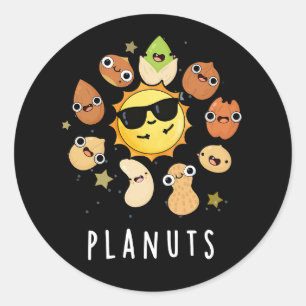 Planuts Funny Astronomy Nuts Pun Dark BG Classic Round Sticker