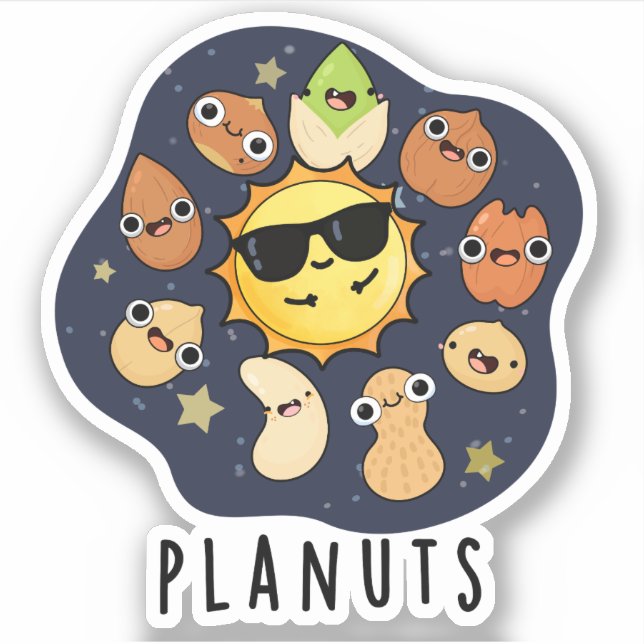 Planuts Funny Astronomy Nuts Pun  Sticker (Front)