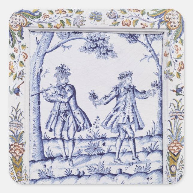 Plaque depicting a scene from 'The Magic Flute' Square Sticker (Front)