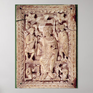 Plaque depicting King David enthroned Poster