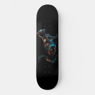 Plasma Cat on Black in Vibrant Colors Skateboard