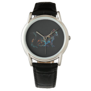 Plasma Cat on Black in Vibrant Colors Watch