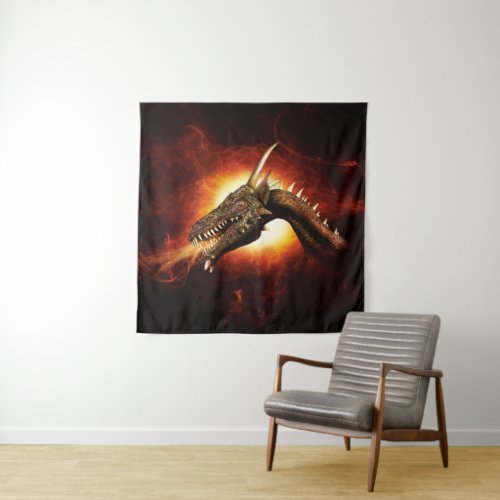 Plasma Dragon Square Wall Tapestry