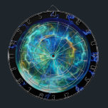 Plasma Electric Dartboard With Darts<br><div class="desc">A fractal image composed of blue,  lightning-like,  electrical discharges in a sphere.</div>
