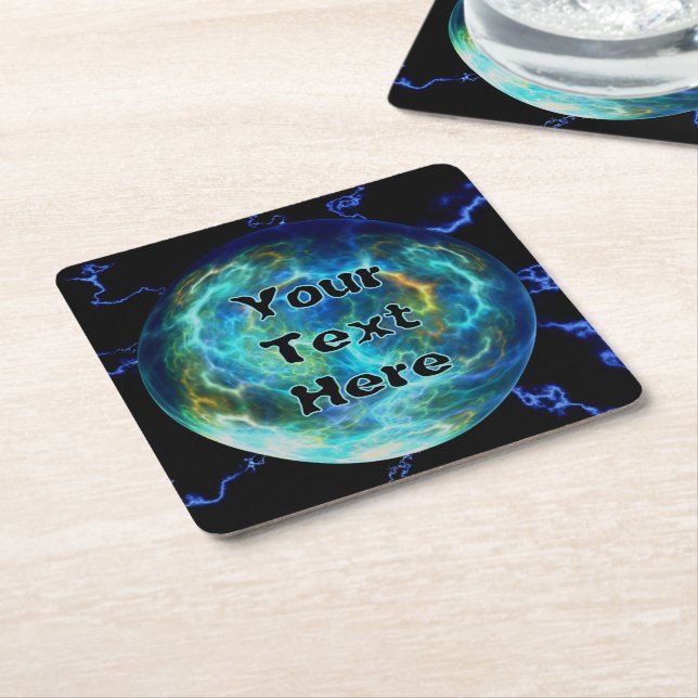 Plasma Electric Square Paper Coaster (Angled)