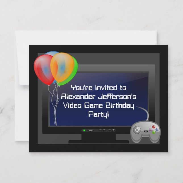 Plasma Video Game Gaming Birthday Party Invitation (Front)