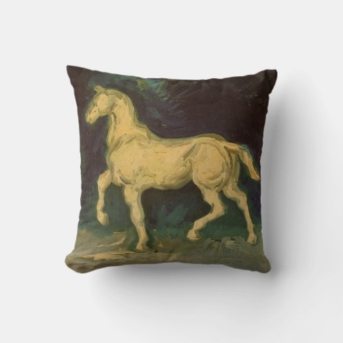 Plaster Statuette of a Horse by Vincent van Gogh Throw Pillow