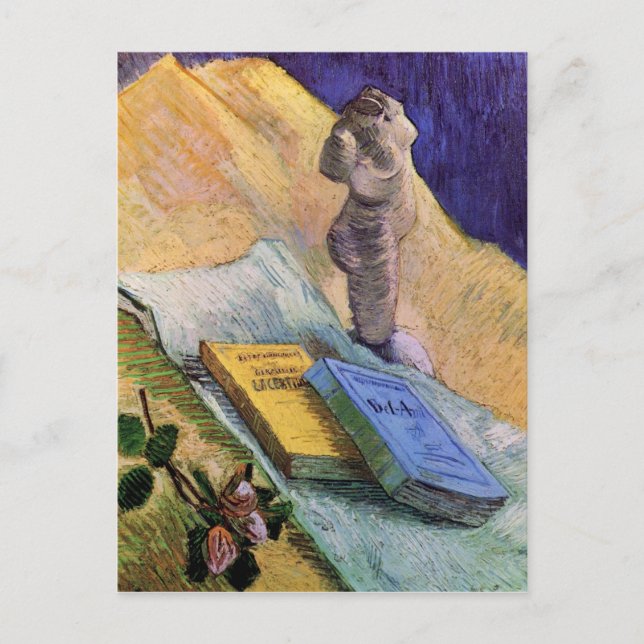 Plaster Statuette Rose 2 Novels Van Gogh Fine Art Postcard (Front)