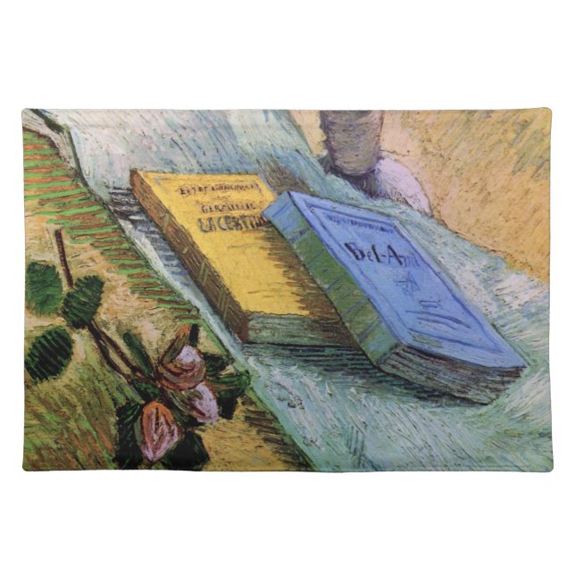 Plaster Statuette Rose and Novels Vincent van Gogh Cloth Placemat (Front)