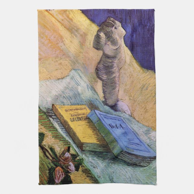 Plaster Statuette Rose and Novels Vincent van Gogh Kitchen Towel (Vertical)
