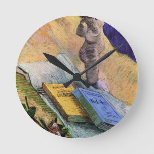 Plaster Statuette Rose and Novels Vincent van Gogh Round Clock