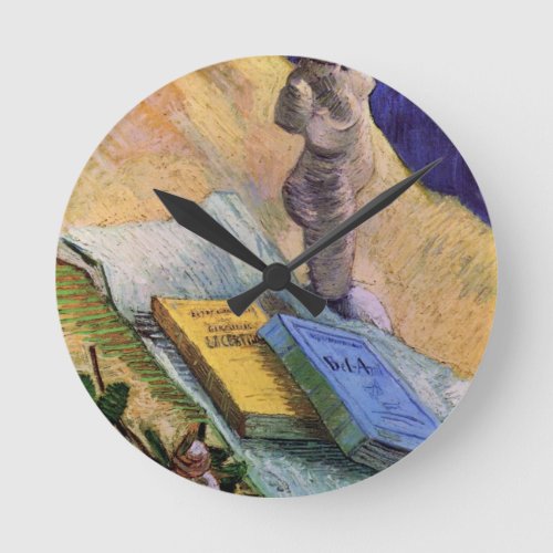 Plaster Statuette Rose and Novels Vincent van Gogh Round Clock