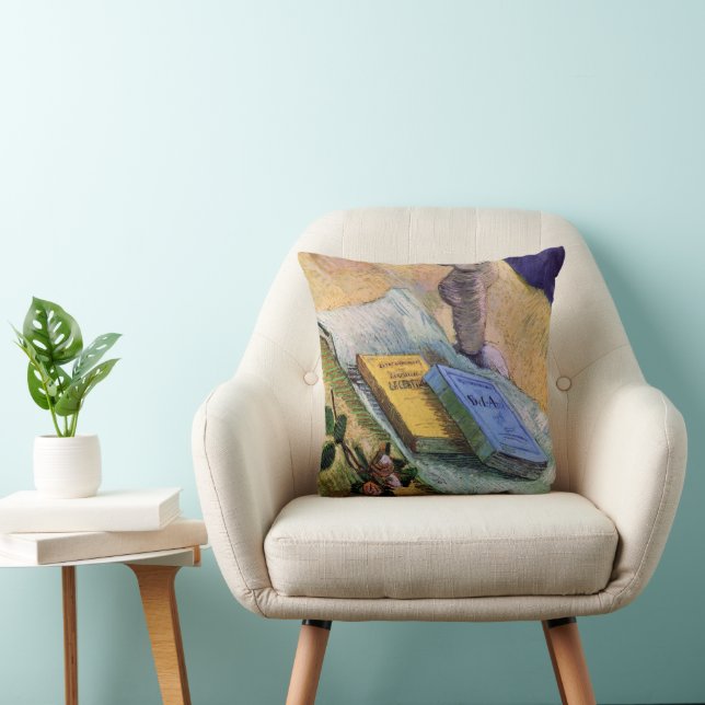 Plaster Statuette Rose and Novels Vincent van Gogh Throw Pillow (Chair)