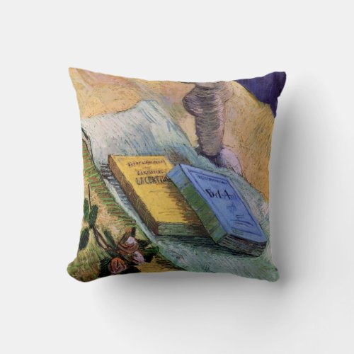 Plaster Statuette Rose and Novels Vincent van Gogh Throw Pillow