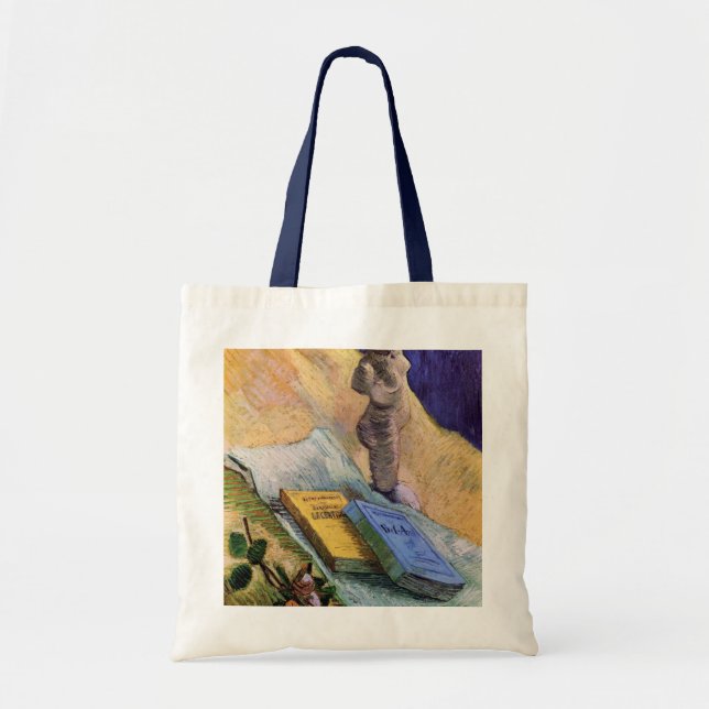 Plaster Statuette Rose and Novels Vincent van Gogh Tote Bag (Front)